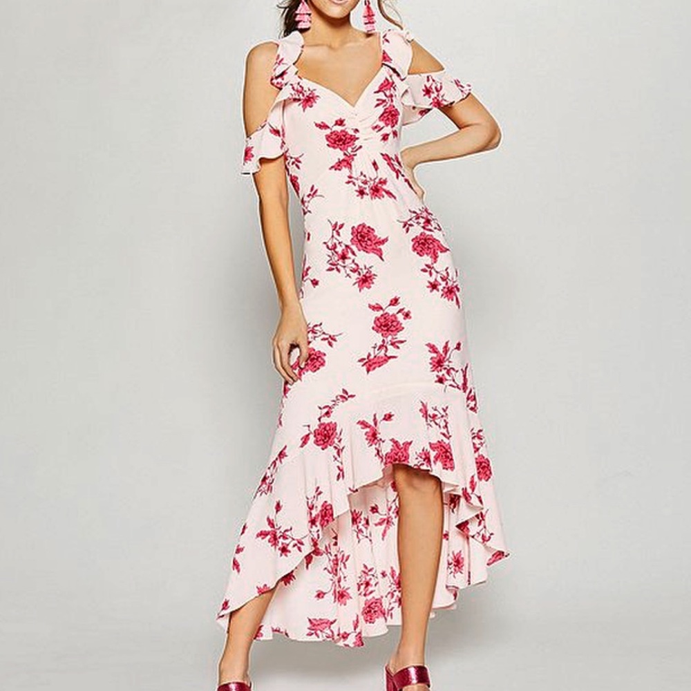 CeCe, hi-low, ruffle hem, midi dress - Picture 2 of 6